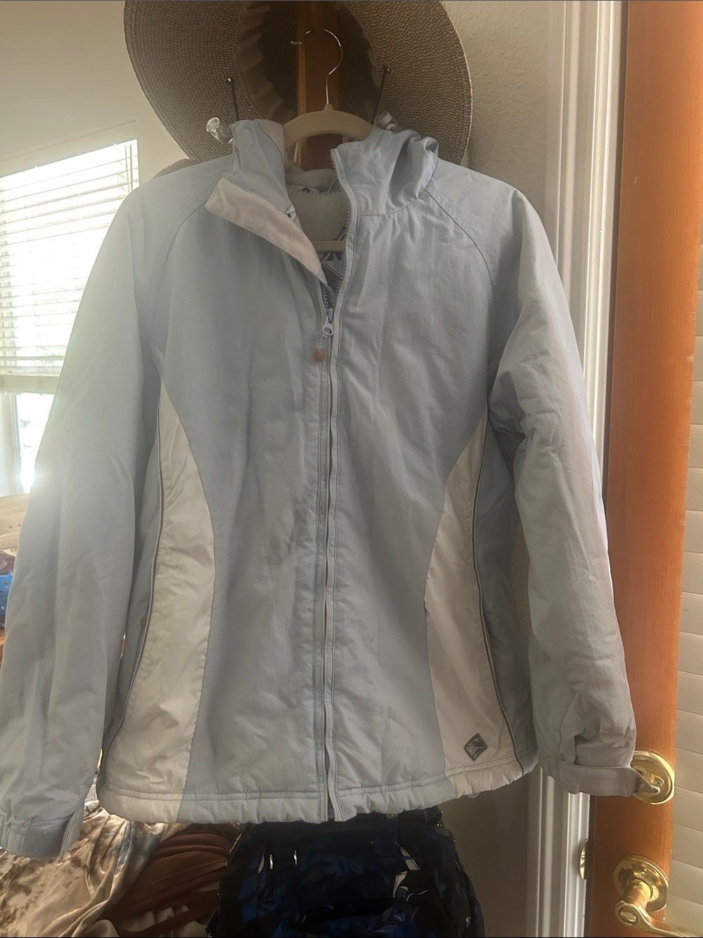 Limelight Light Blue & White Hooded Ski Jacket